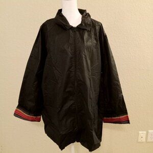 Outbrook Packable Striped Black Rain Coat Jacket with Pouch